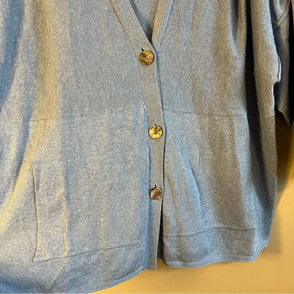 ✨ Pure Jill Women’s‎ Blue Cotton Cashmere Blend Cardigan Sweater Small